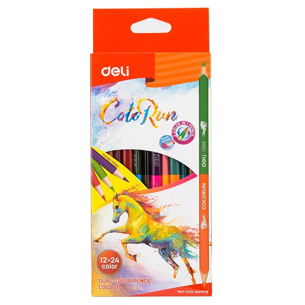 Rangli qalamlar 12x2r. Deli 2 tomonli (Loshad new) (005200-EC)