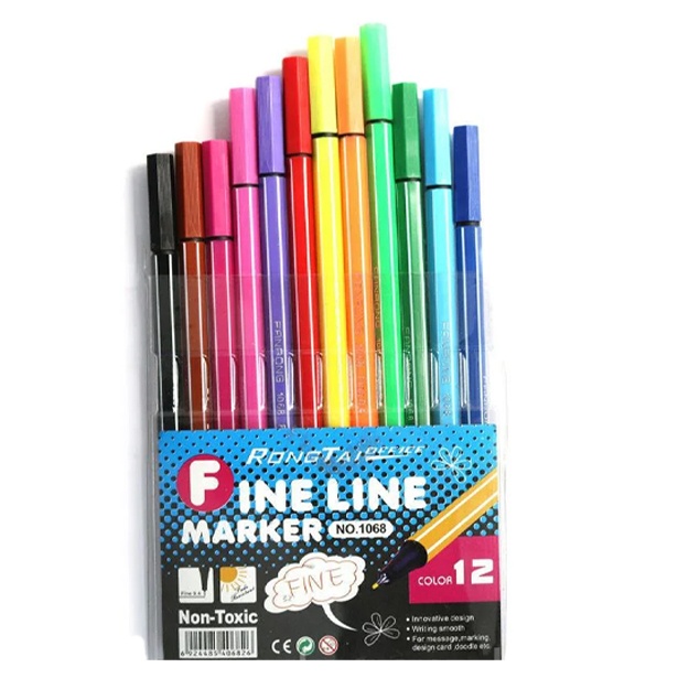 Deli Fine Line Liner ruchka to‘plami, 12 rang, 12 dona, (90012)