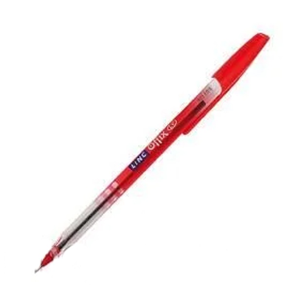 Sharikli ruchka Linc Offix, 1mm, shaffof Qizil