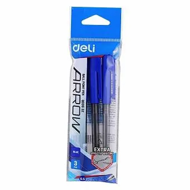 Набор шариковых ручек Deli Arrow EQ00832, 0,5мм, синие, 3шт