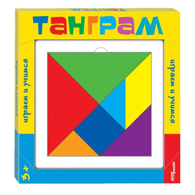 Игра головоломка Step Puzzle "Танграм" дерево 7 цветов,от 3-лет (89812)