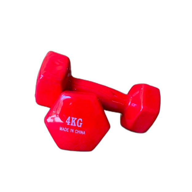 Rezina Gantellar fitnes uchun 4 kg 2 dona Qizil