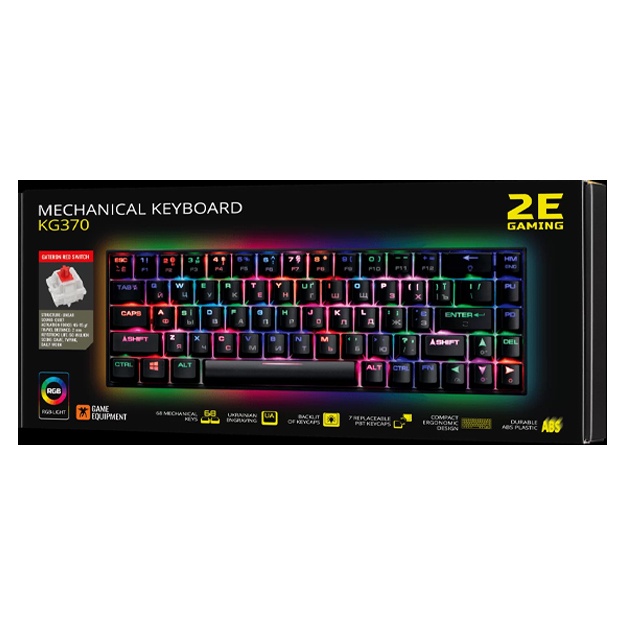 O‘yin klaviaturasi 2E Gaming KG370 Gateron Red Switch RGB Qora (2E-KG370UBK-RD)