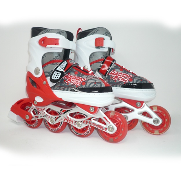 Bolalar va kattalar uchun rolikli konkilar Line skate S 30-33 Qizil oq