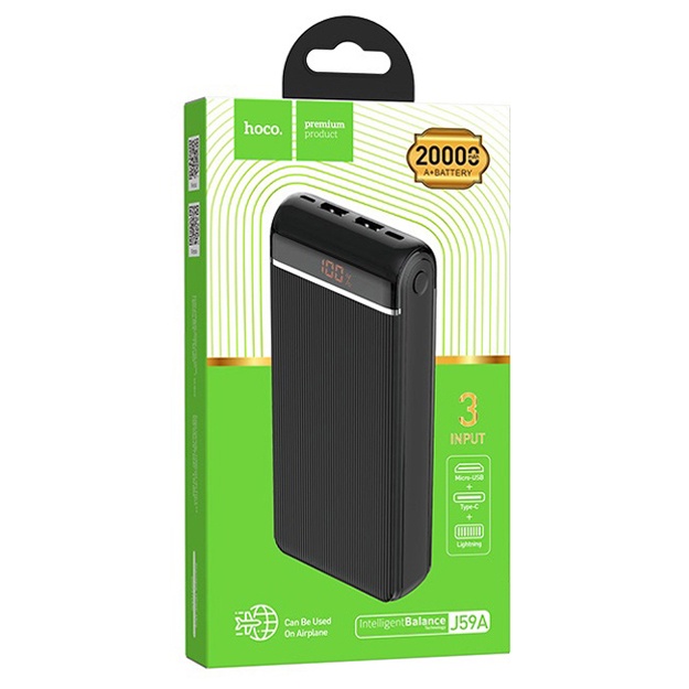 Tashqi akkumulyator Hoco J59A 20000mAh Qora