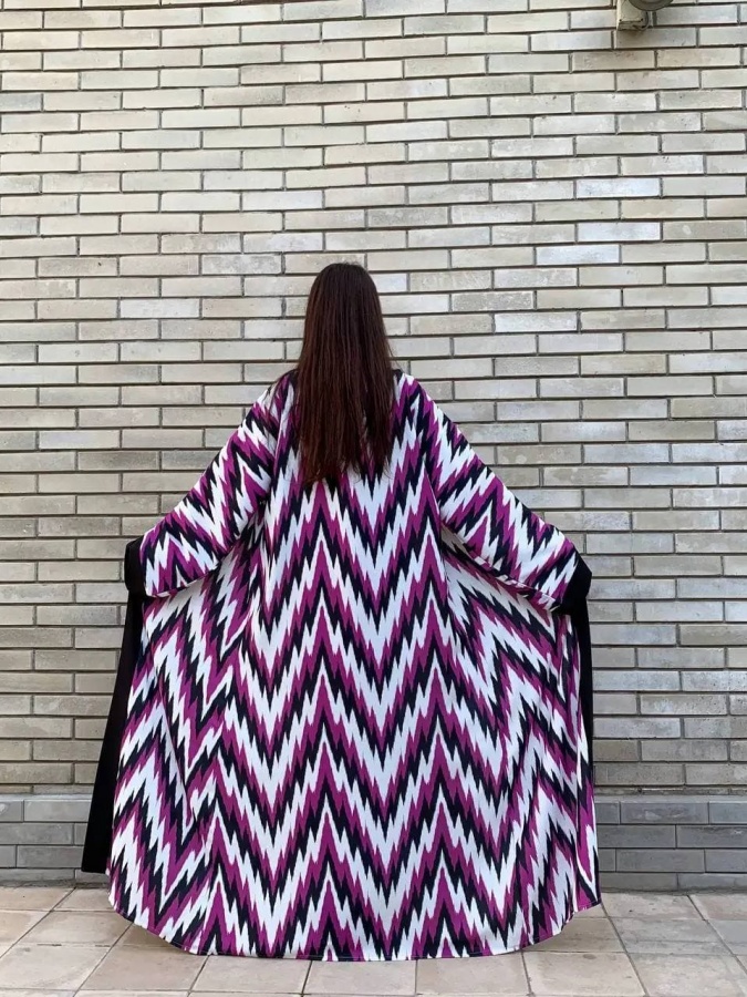 Chopon abaya binafsha rang zigzag Adras Republic 09