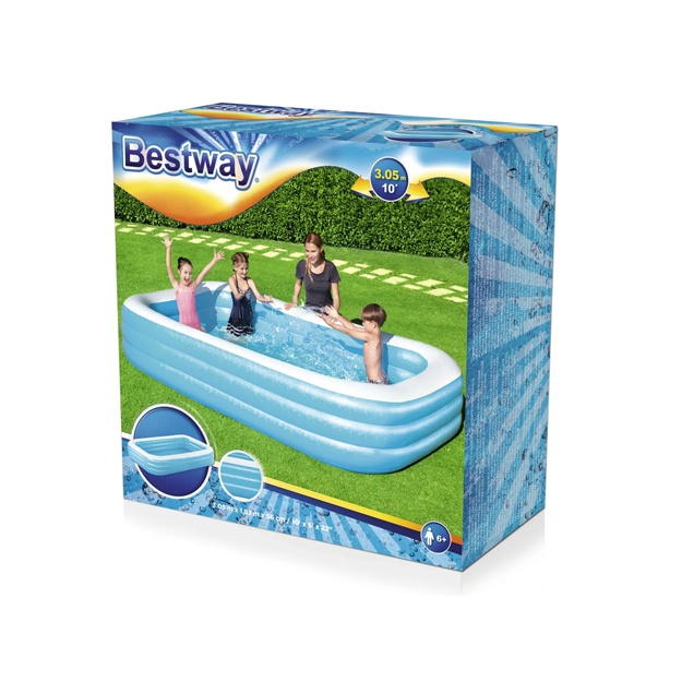 Бассейн прямоугольный голубой 305 х 183 х 56 см, Bestway