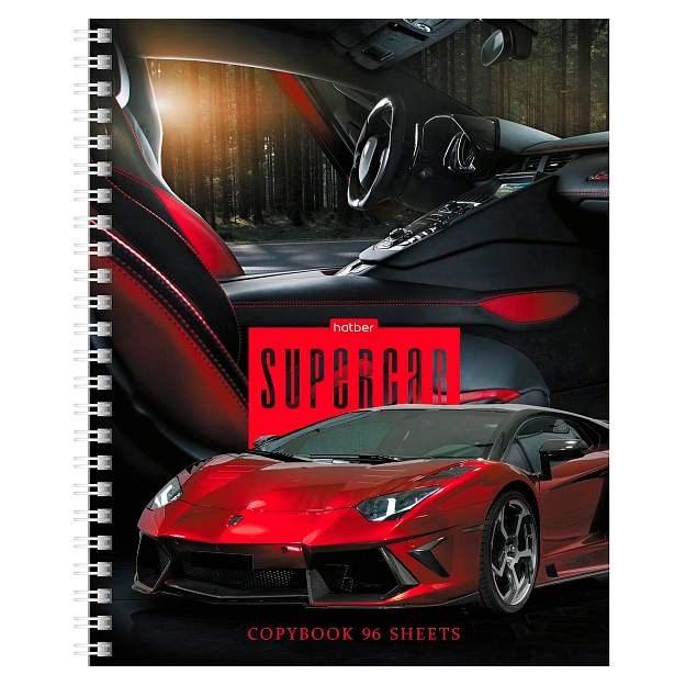 Тетрадь Hatber АВТОРЕВЮ 96л А5 клетка Ламборджини