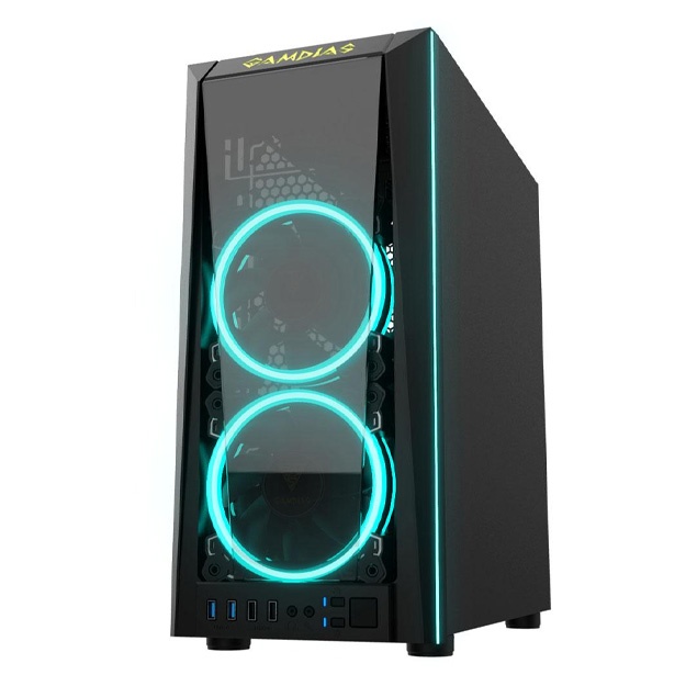 Корпус Gamdias TALOS M1A сталь\закаленное стекло\подсветка RGB 2x120mm fans RGB