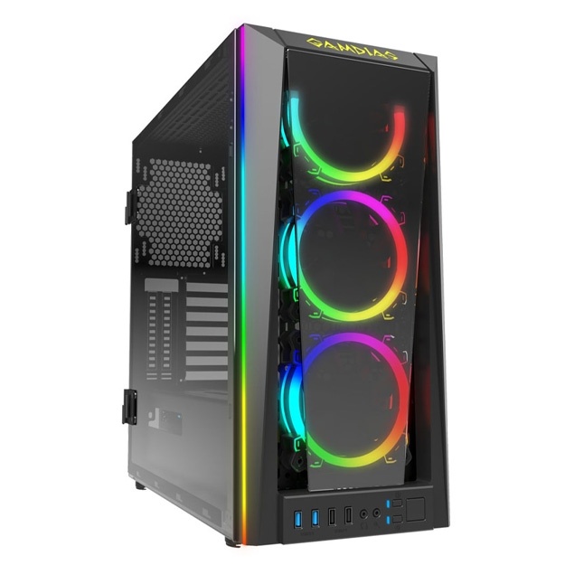 Korpus Gamdias TALOS M1B po‘lat \ temperli shisha \ orqa yorug‘lik RGB 3x120 mm fan RGB