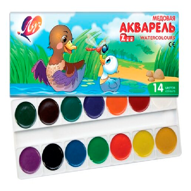 Akvarel Luch ZOO, 14 rangli, cho‘tka bilan