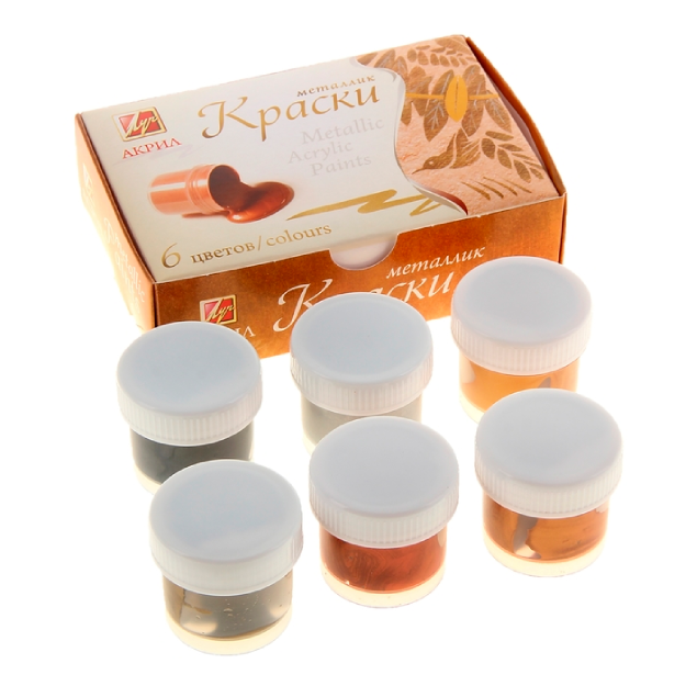 Akril  bo‘yoqlar  «Luch» . metall. 6 rangli