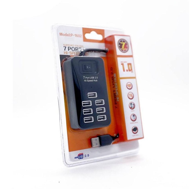 Портативный USB 2.0 HUB (7x1) 1602