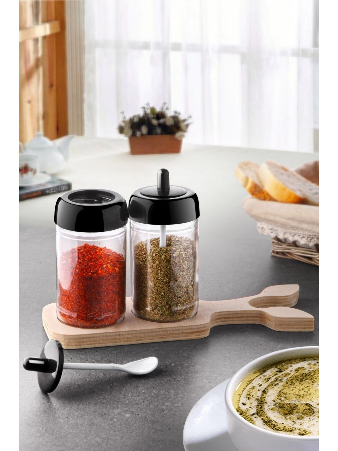 Yog‘och stol Kitchen Life Leaf 2 ta ziravorlar idishi - 300 ml (3 dona) MCH08454