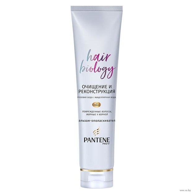 Sochlar uchun balzam konditsioneri Pantene Pro-V "Tozalash va qayta tiklash" (Rossiya), 160 ml