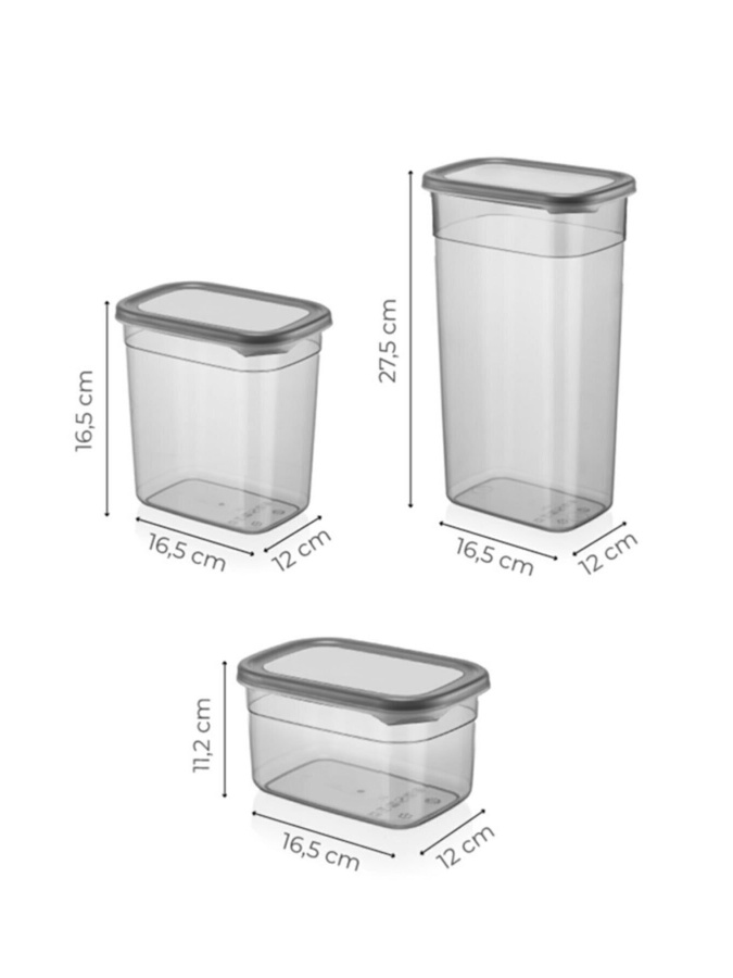 12 ta uzun to‘rtburchak saqlash idishlari to‘plami Kitchen Life - 4x (3,2L - 2L - 1,3L) MCh08519