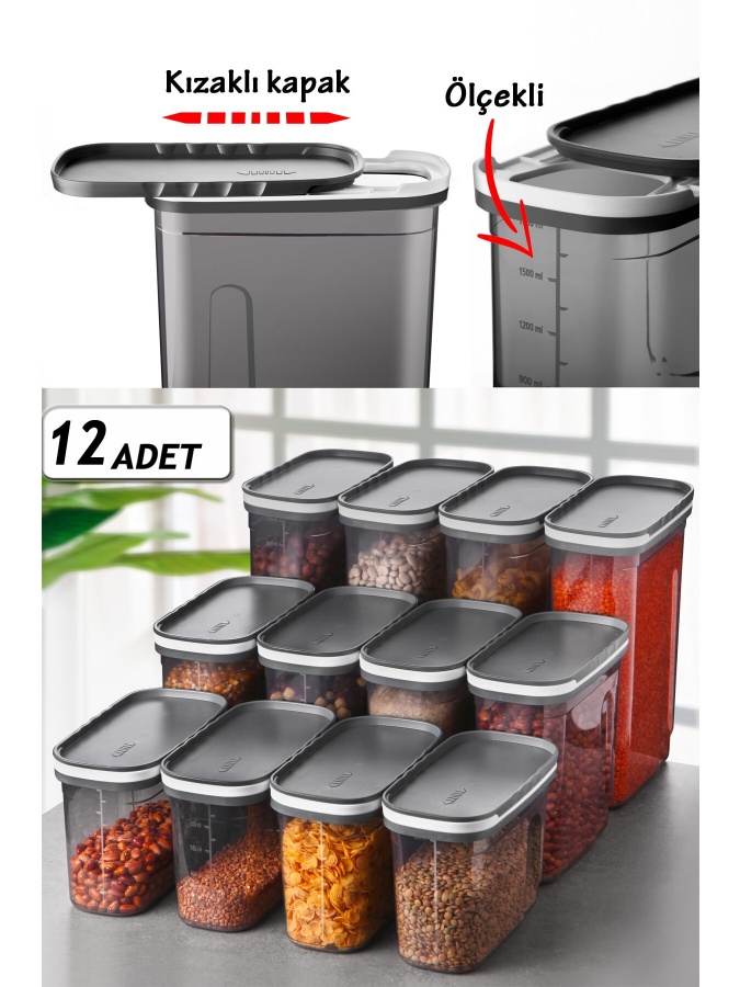Набор Kitchen Life из 12 овальных контейнеров для хранения продуктов (2,7 л *4, 1,8 л*4, 1,2 л*4) MCH08406