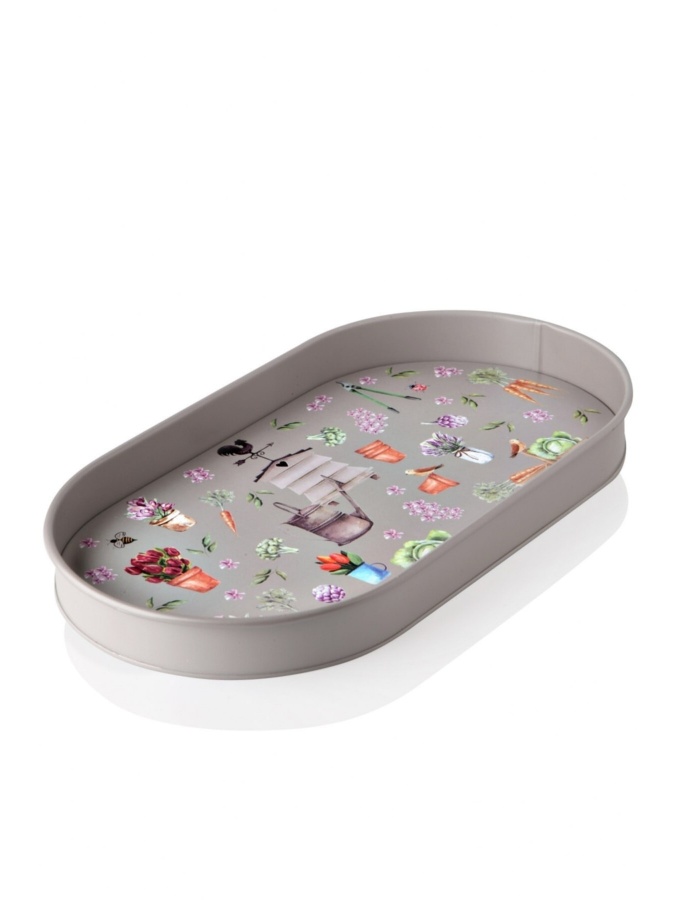 Oval naqshli metall patnis - Kul rang Kitchen Life MCh08559