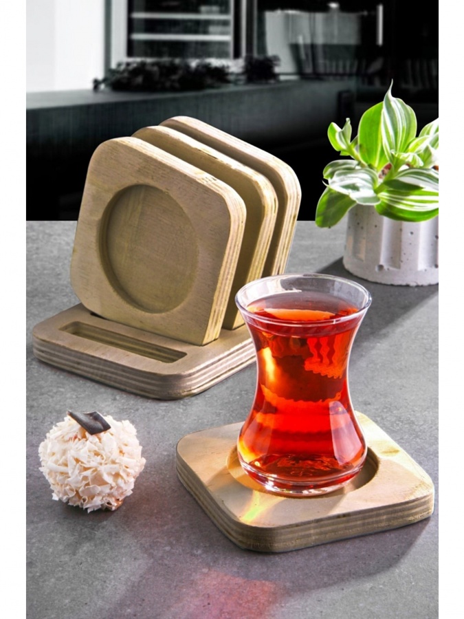 Набор из 5 деревянных чайных тарелок Kitchen Life MCH08469