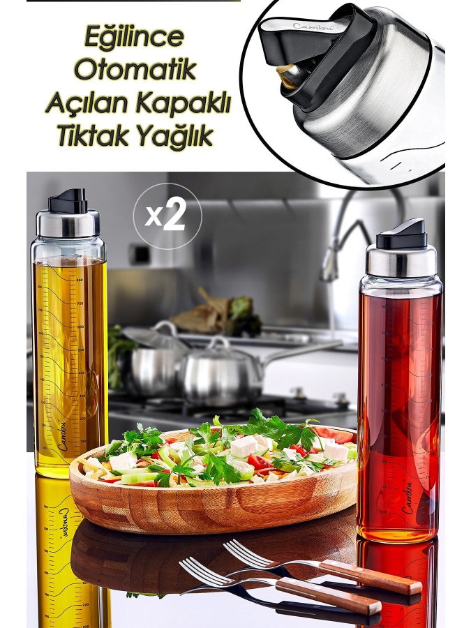 Moy uchun tomchilamaydigan shisha idish 1000 ml Kitchen Life 2 dona MCh06377