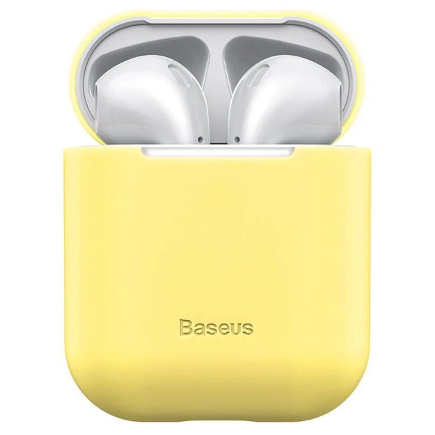 Chehol uchun Apple AirPods 1/2 Baseus Ultrathin Series Silica Gel Sariq