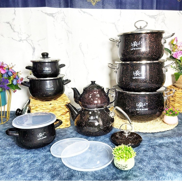 Granit qoplamali Emal kastrulkalar to‘plami Life Smile 1004