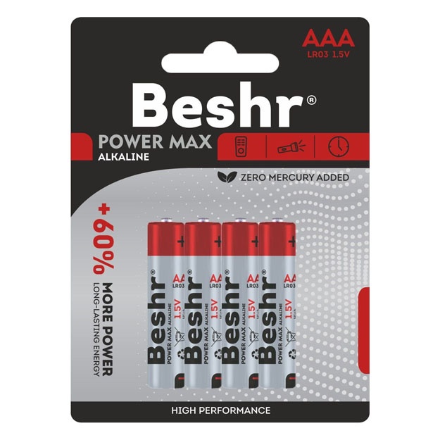 Батарейка Beshr AAA Alkaline (LR03) 1.5V 4шт Красный
