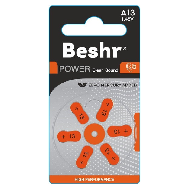 Батарейки для слуховых аппаратов (A13) 1.45V Beshr
