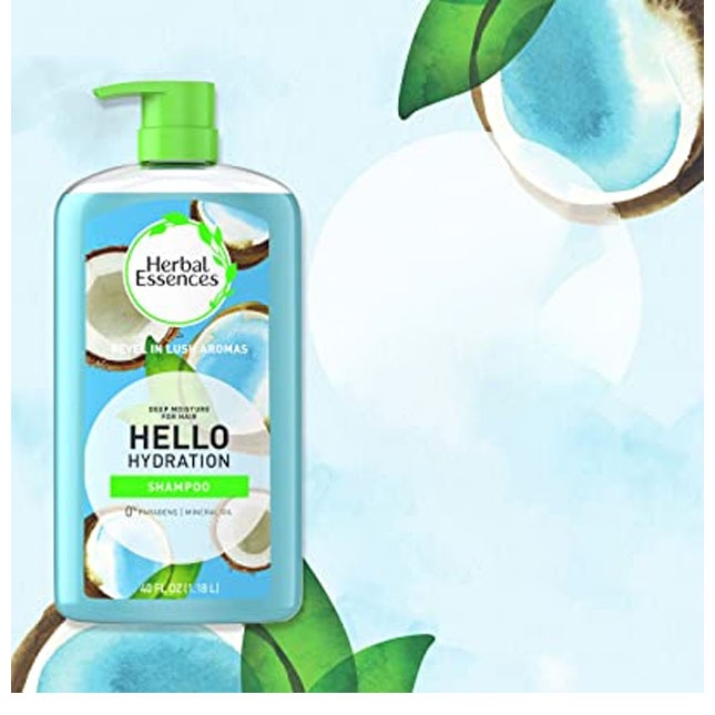 Shampun Herbal Essenses Hello Hydration, rangli sochlar uchun xavfsiz 865 ml Amerika