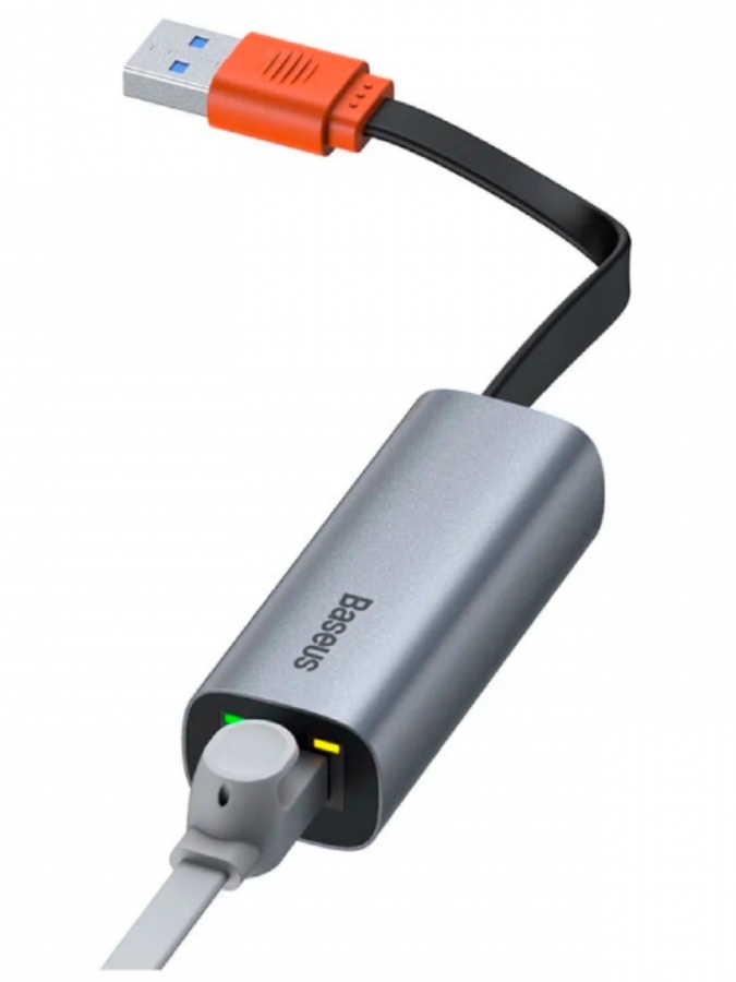 Adapter Baseus Steel Cannon Series USB-A to Ethernet CAHUB-AD0G (Dark Grey) (CAHUB-AD0G)