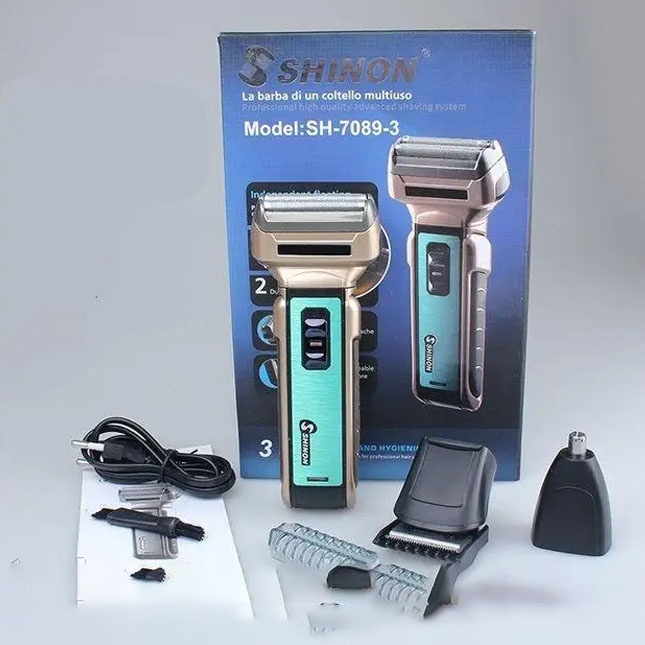 Nikai NK-7089-3 trimmerli uchta qo‘shimchali elektr soqol mashinasi