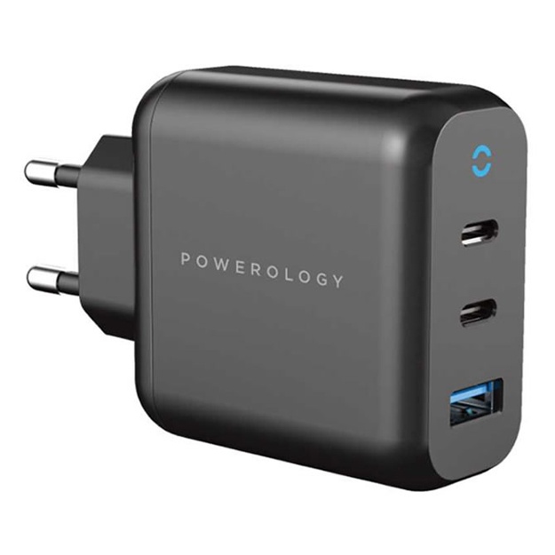 Quvvatlash qurilmasi Powerology 3-Port 65W GaN s PD EU