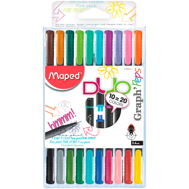 Ручка фетровая Maped (10 цв Graph'Peps Duo)