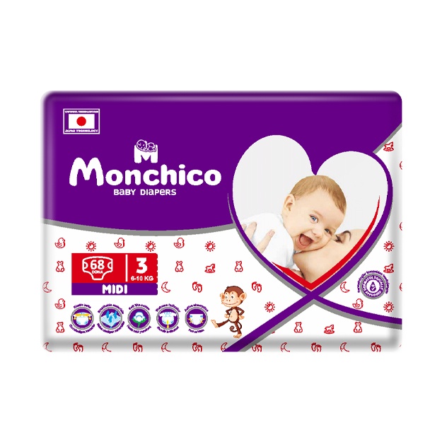 Детские подгузники Monchico Midi 68 шт