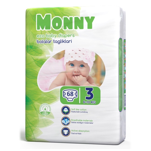 Детские подгузники Monny 3 68 шт