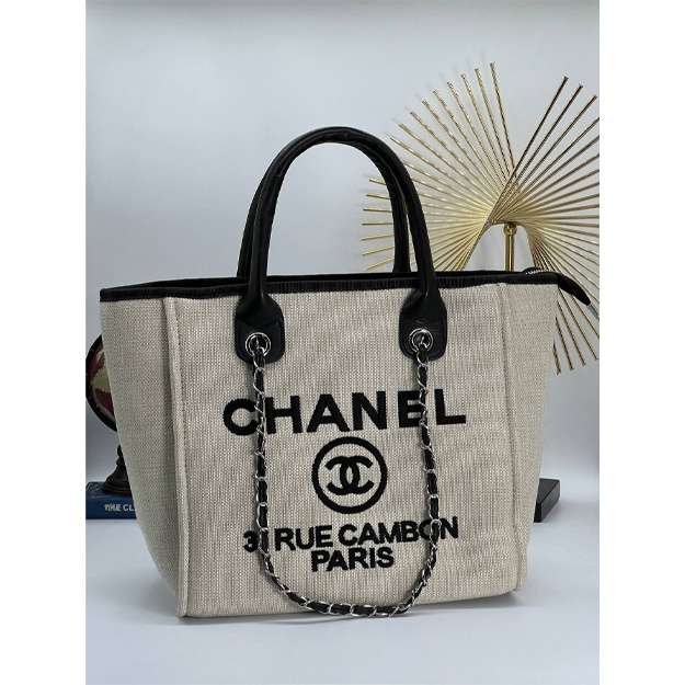 Chanel Deuville Bag sumkasi ART-01 Qaymoq rang