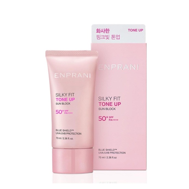Engil yuz uchun quyoshdan himoyalovchi Enprani Silky Fit Tone up Sun Block SPF50+ PA++++.70 ml