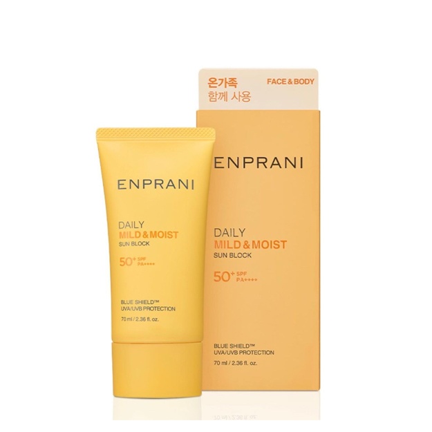 Yuz va tana uchun quyoshdan himoyalovchi krem Enprani Daily Mild & Moist Sun Block SPF 50+ PA++++,70 ml