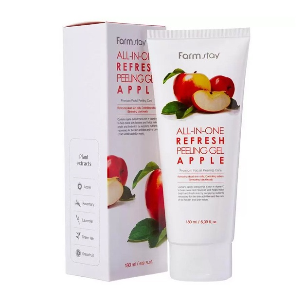 Olma ekstrakti bilan piling geli Farmstay All-In-One Whitening Peeling Gel Apple, 180 ml