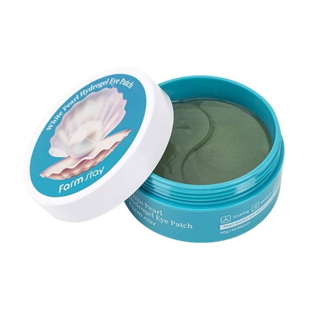 Oq marvaridli ko‘z atrofidagi teri uchun gidrogel patchilari FarmStay White Pearl Hydrogel Eye Patch, 60 dona