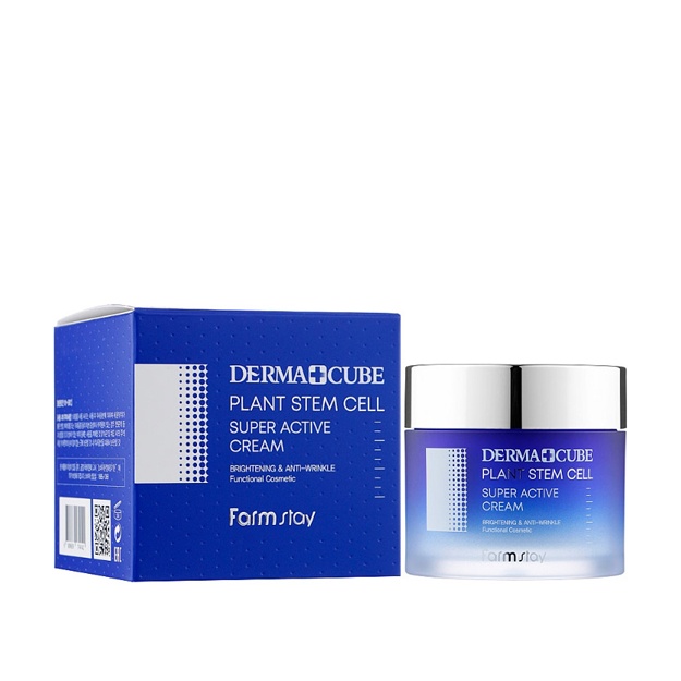 Осветляющий крем для лица со стволовыми клетками растений Farm stay Derma Cube Plant Stem Cell Super Active Cream 80 мл