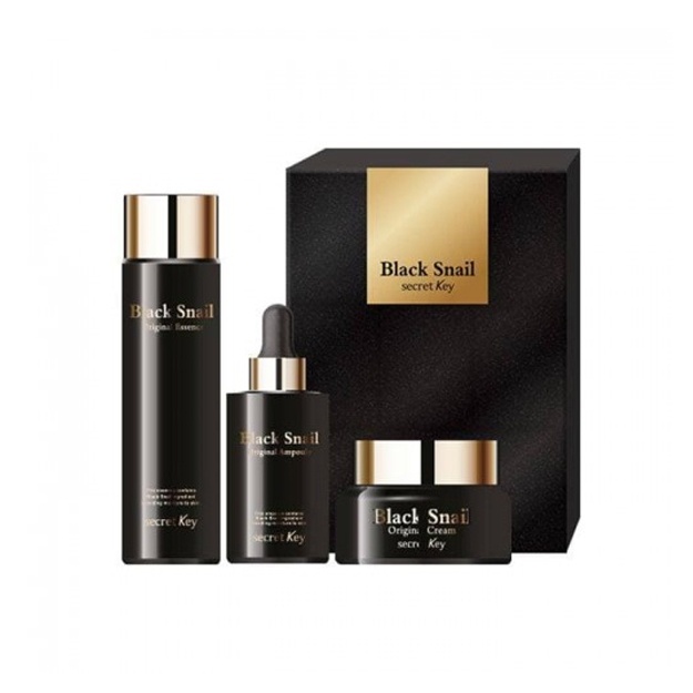 Black Snail Mucin Premium to‘plami mohiyati, sarum va yuz kremini o‘z ichiga oladi Secret Key Black Snail Original Set