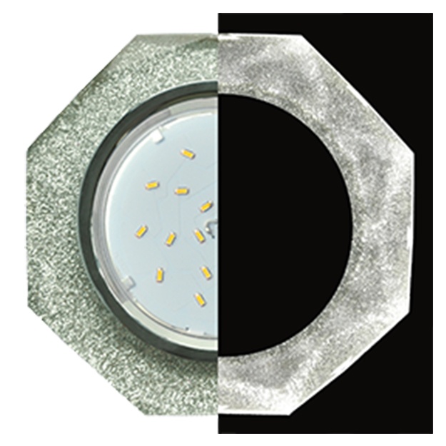 Светильник Ecola GX53 H4 LD5312 Glass Стекло 8-угольник с прямыми гранями с подсветкой хром - серебряный блеск SS538AECH