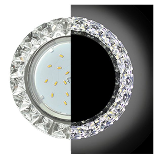 Yoritgich Ecola GX53 H4 LD5361 Glass Katta rinstonesli doira Yoritilgan konus/oyna fon/markaziy qism xrom SK53RGEFB
