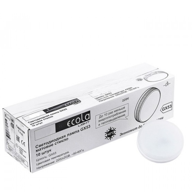 Chiroq mat Ecola GX53 LED 10,0 Vt Tablet (10 ta ok  qora rangli paketdan 1 tasi) [T5DV10ELC.]