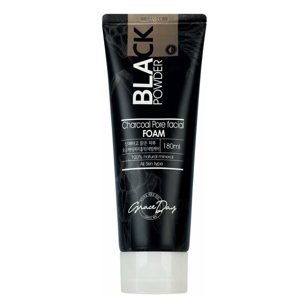 Penka dlya umivaniya s drevesnim uglem Grace Day Black Powder Charcoal Pore Facial Foam, 180 ml
