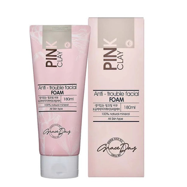 Penka dlya umivaniya s rozovoy glinoy Grace Day Pink Clay Anti -Trouble Facial Foam 180 ml