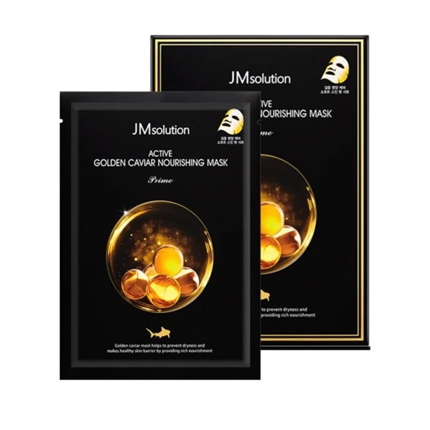 Oltin va ikra bilan o‘ta yupqa qatlamli niqob JM SOLUTION Active Golden Caviar Nourishing Mask Prime 1 dona