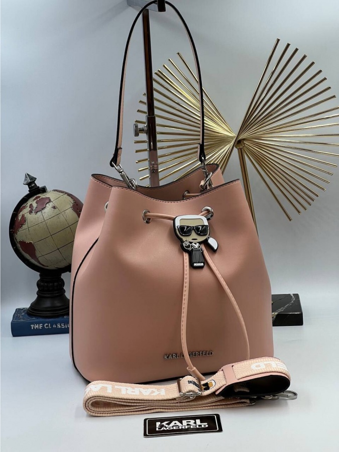 Sifatli charm ayollar sumkasi\KARL LAGERFELD\ ART-OL6532 Pudroviy