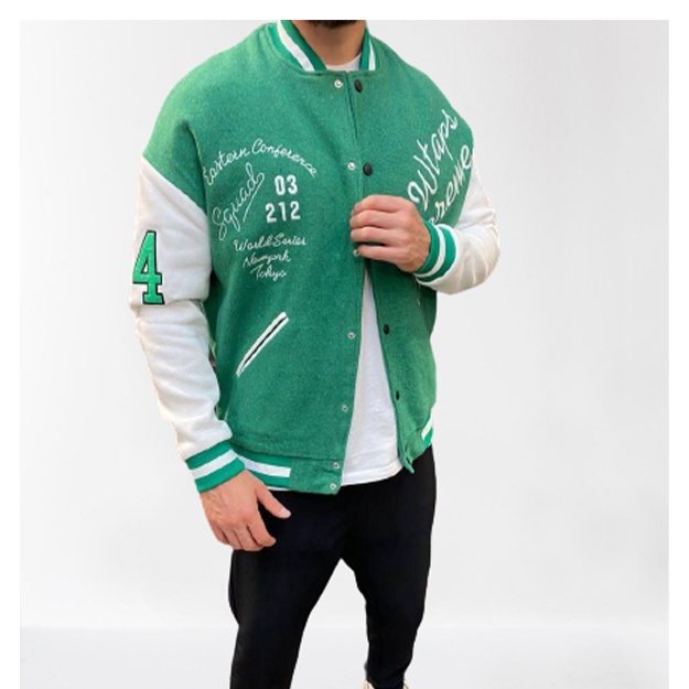 Erkaklar Bomberi Street Style Kuz-Kish ART 584796 S yashil